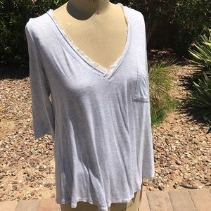 Bordeaux grey v-neck mid sleeve shirt